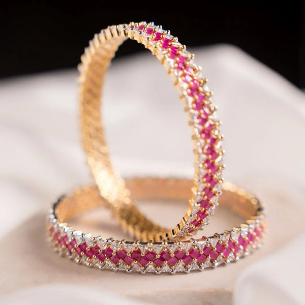 Ruby Radiance Bangles - Elara